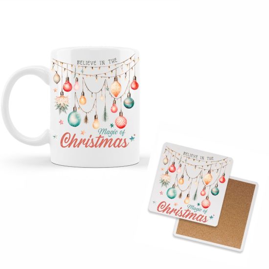 set mug coaster xmas magic
